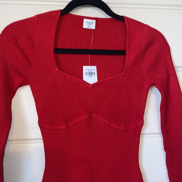 Abercrombie & Fitch Long-Sleeve Corset Mini Sweater Dress Size XS - Picture 8 of 11